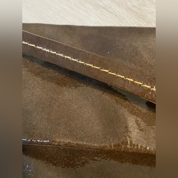 Vintage Mini Dooney & Bourke Envelope Fold Over Glossy Handbag, Brown/Olive - Picture 13 of 14